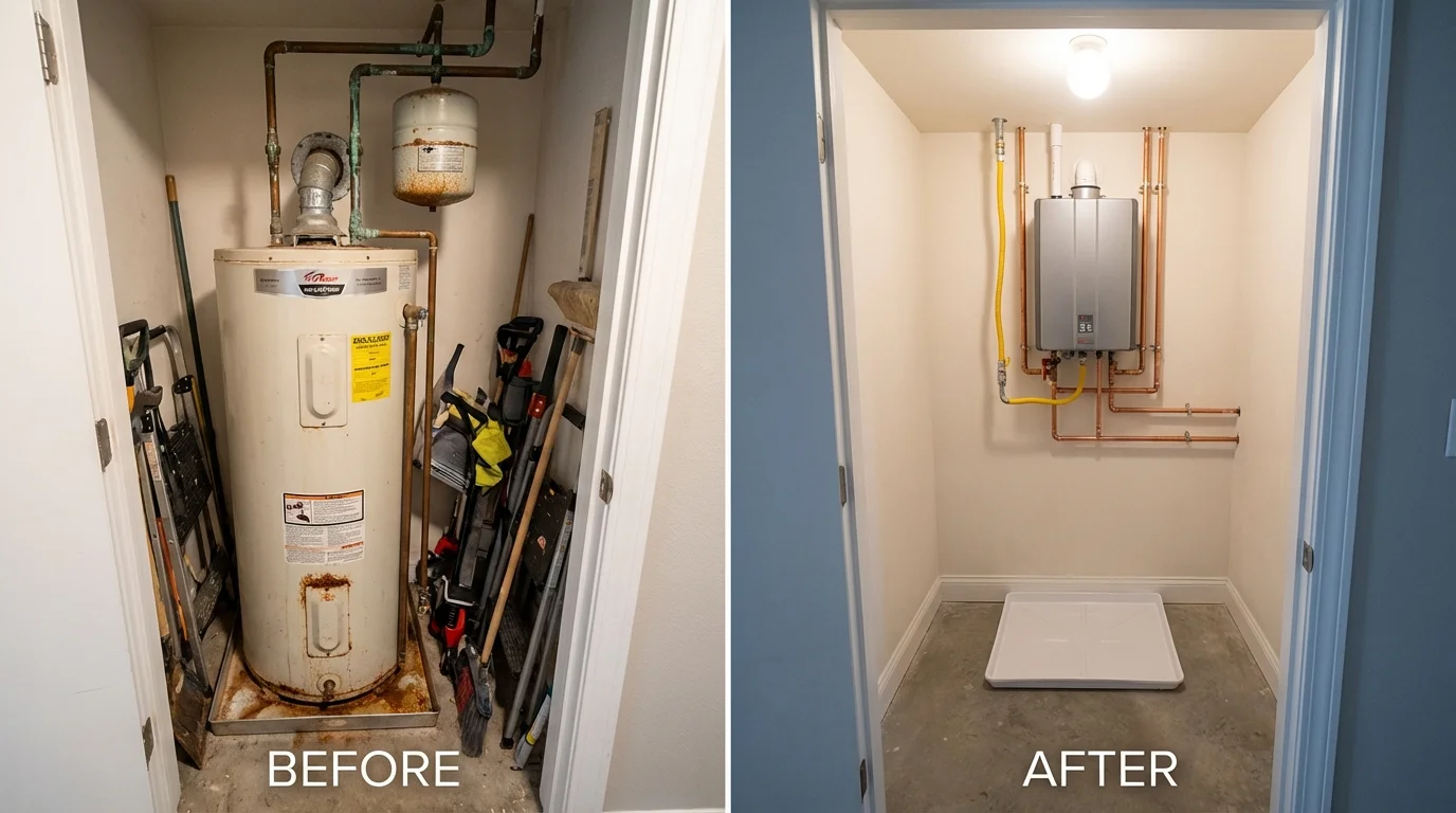 Tank water heater versus wall-mounted tankless unit comparison for Unalaska, AK homeowners