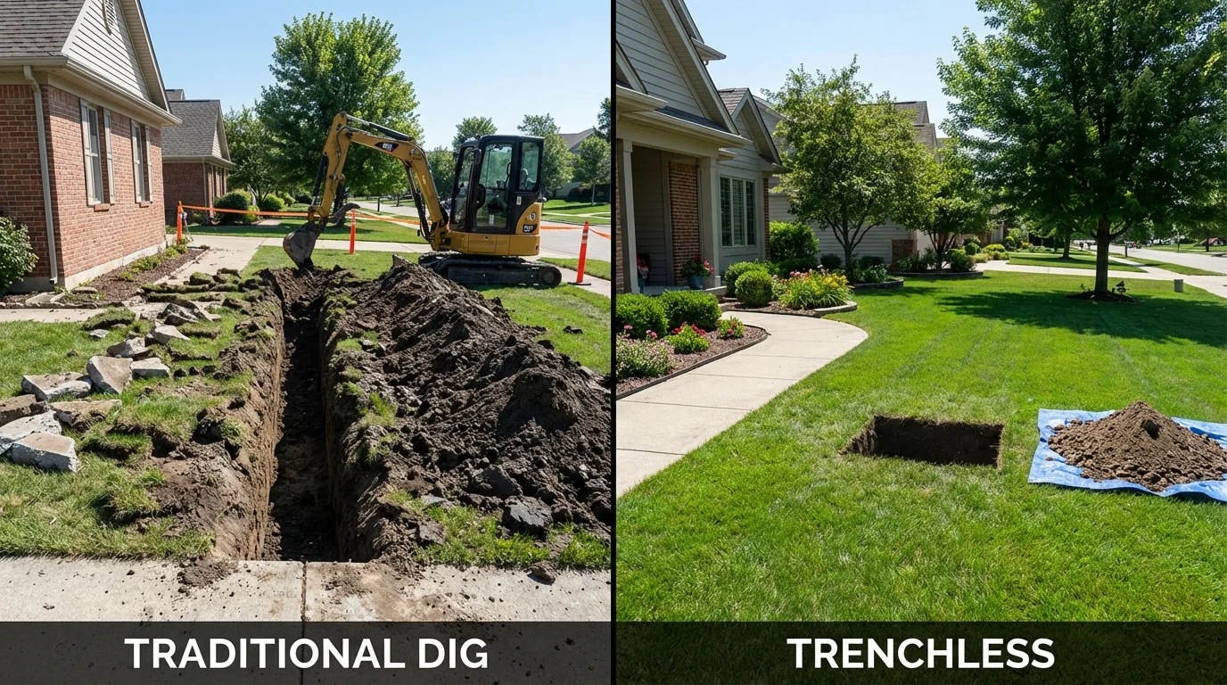 Trenchless sewer repair with minimal yard damage versus traditional excavation in Unalaska, AK